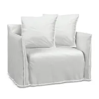 gervasoni - fauteuil lounge ghost 09 - blanc/etoffe lino bianco/pxhxp 110x80x85cm/avec 2 coussins 60x60cm